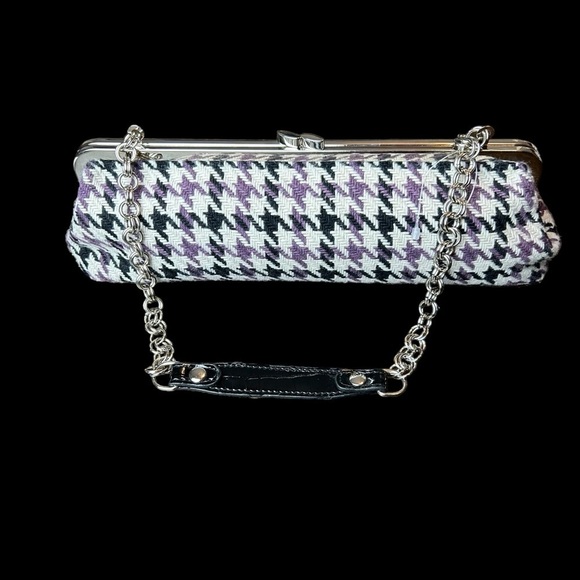 Apt. 9 Purple White Black Houndstooth Knit Shoulder Bag Chain Faux Leather Strap - Picture 11 of 16